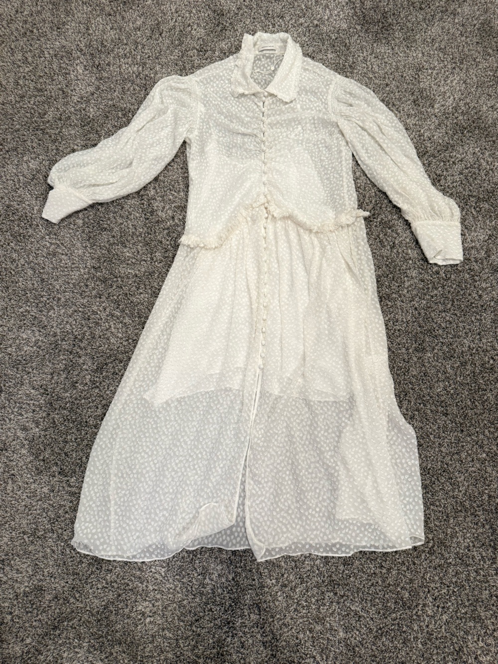 Rebecca Taylor Silk Blend Swiss Dot Ruffle Dress Ivory Size 10 Tags Attached - Picture 2 of 15
